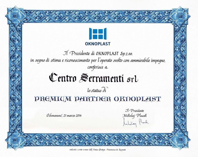 Centro Serramenti è Premium Partner Oknoplast